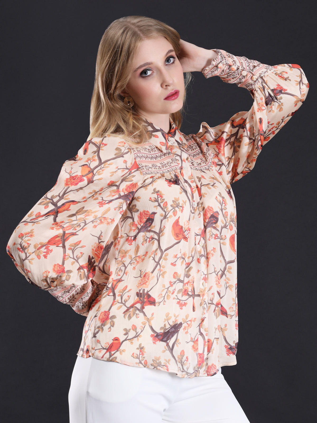 BIRDIE LOVE SATIN CHIFFON SHIRT