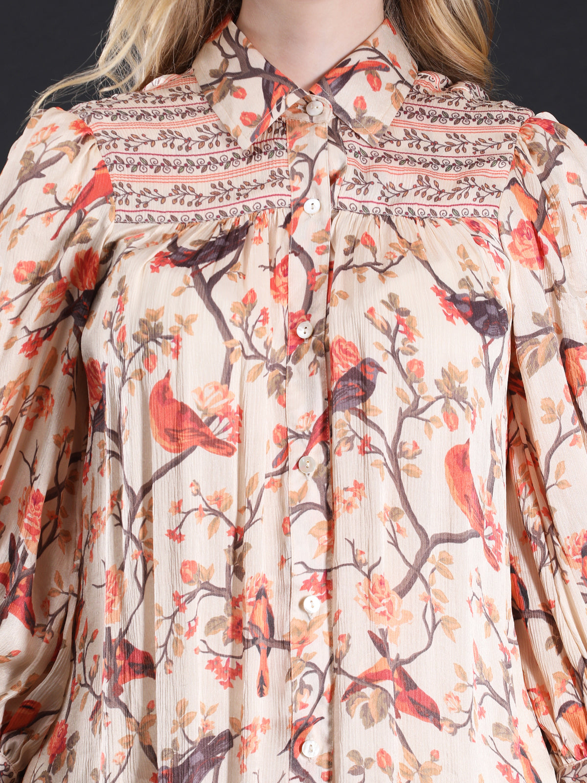 BIRDIE LOVE SATIN CHIFFON SHIRT