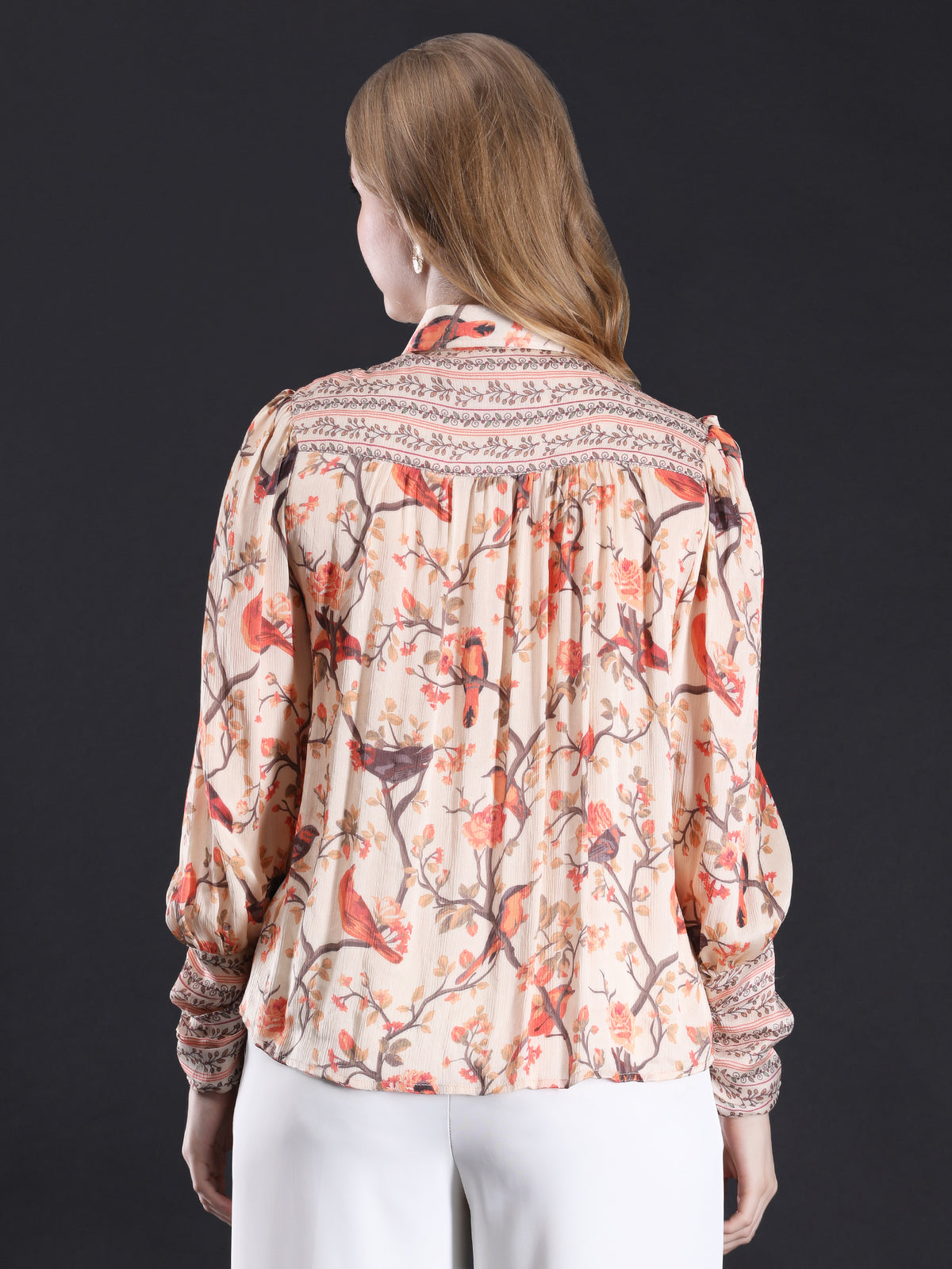 BIRDIE LOVE SATIN CHIFFON SHIRT