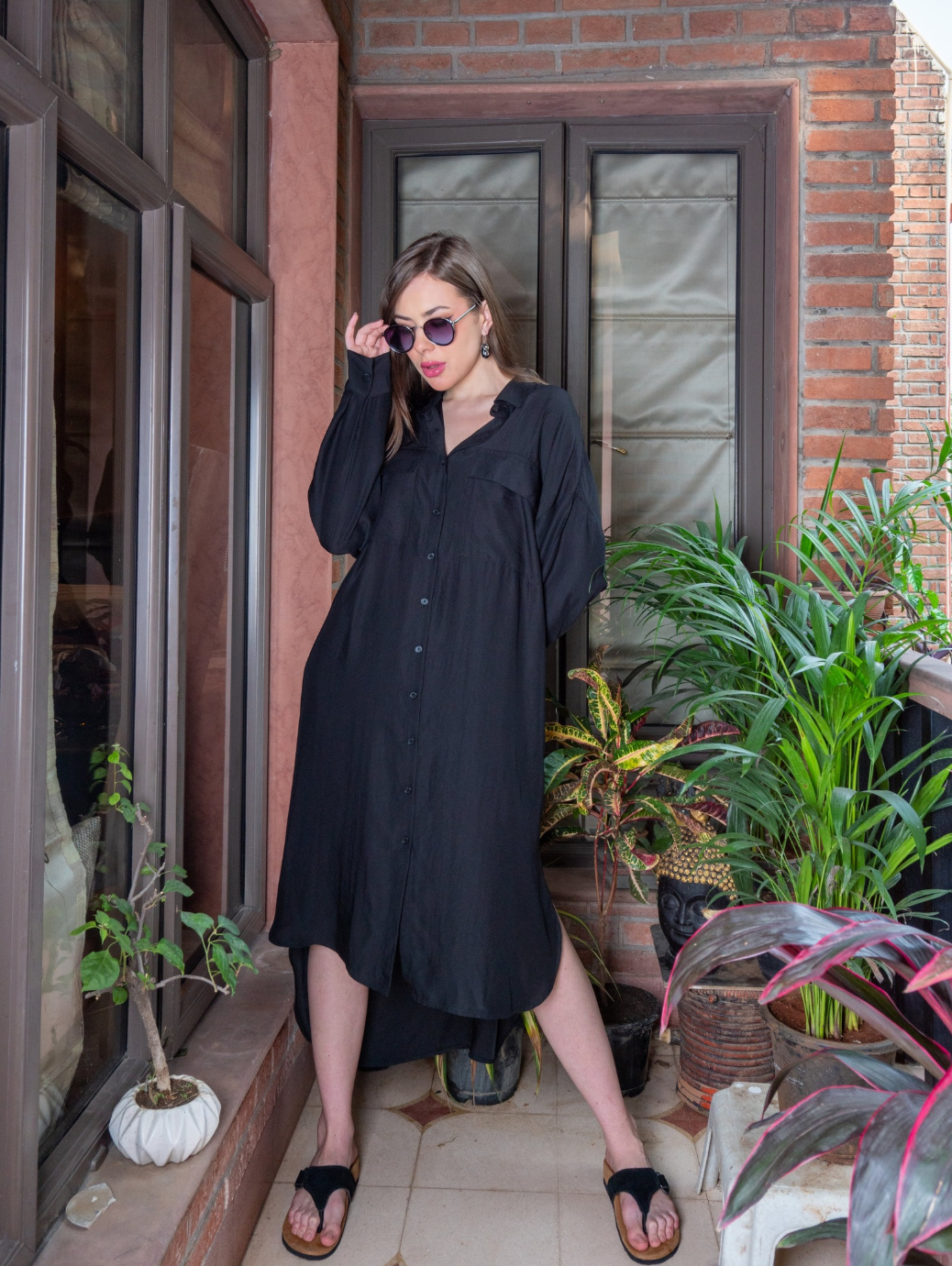 Midnight Opulence Satin Shirt Dress