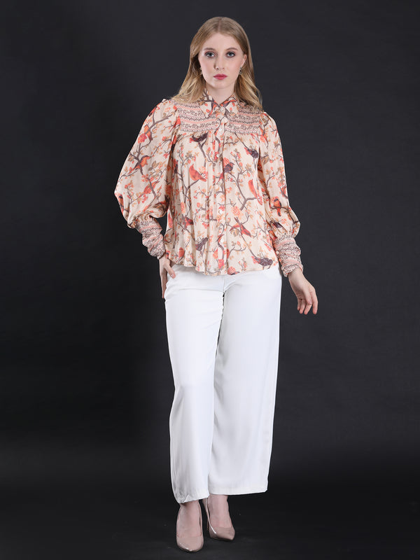 BIRDIE LOVE SATIN CHIFFON SHIRT