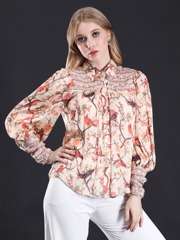 BIRDIE LOVE SATIN CHIFFON SHIRT