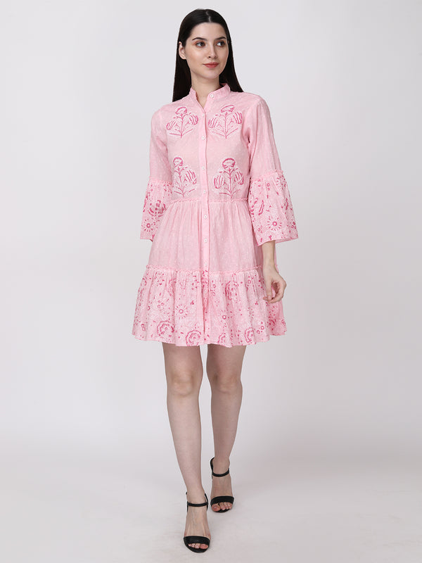 Blossom Breeze Tiered Shirt Dress