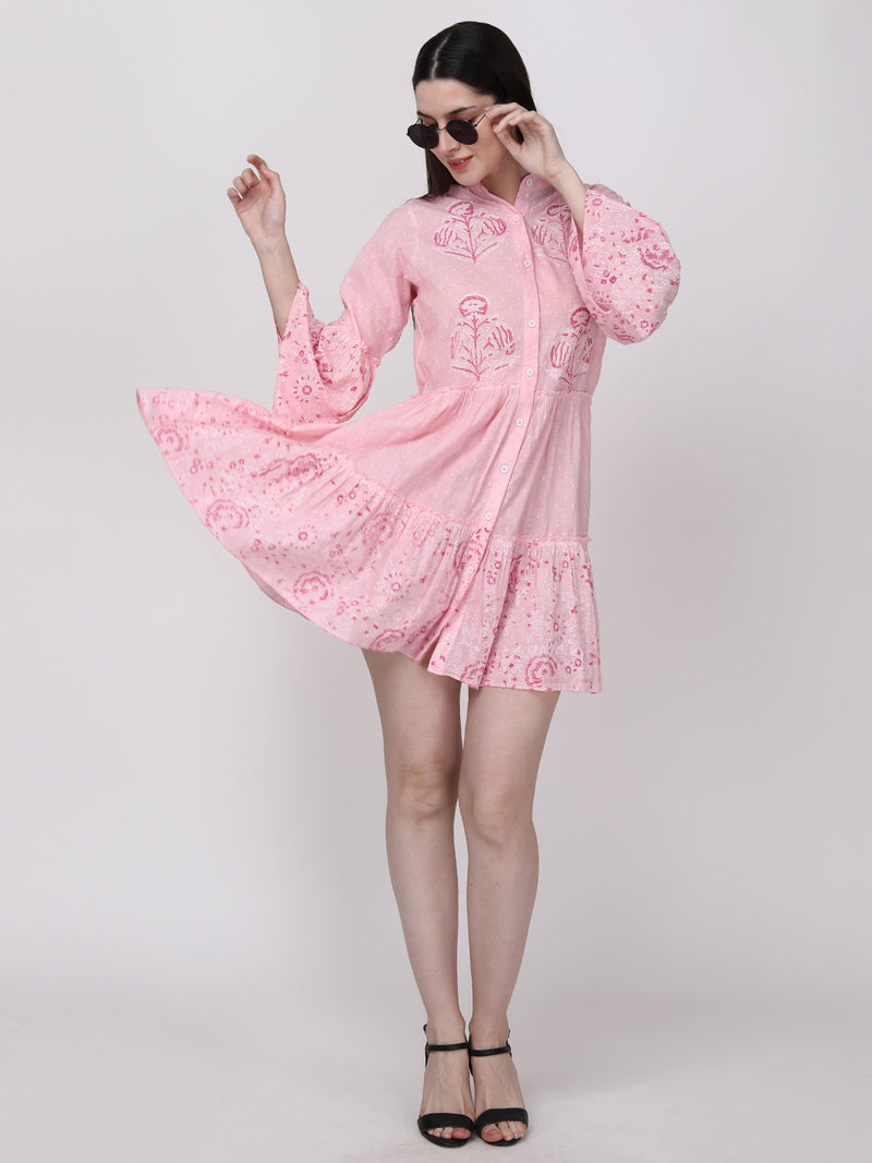 Blossom Breeze Tiered Shirt Dress