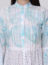 Ethnic Motif Printed Bell Sleeves Tiered Shirt Dress
