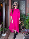 Pink Passion Satin Shirt Dress