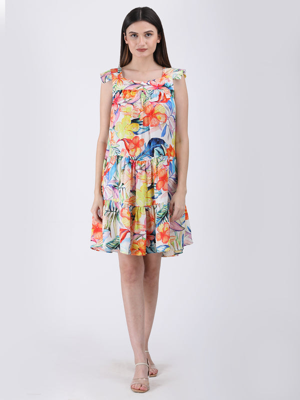 Floral Whispers Pleated Sleeve Dress