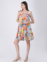 Floral Whispers Pleated Sleeve Dress