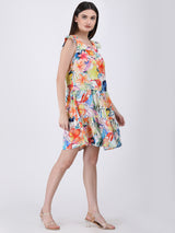 Floral Whispers Pleated Sleeve Dress