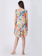 Floral Whispers Pleated Sleeve Dress