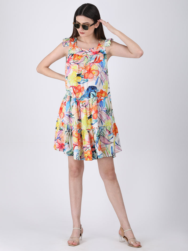 Floral Whispers Pleated Sleeve Dress