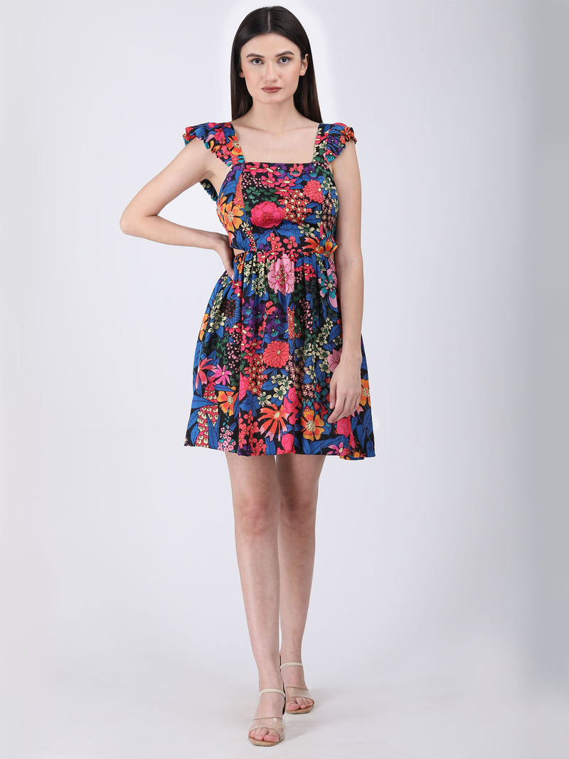 Starlit Floral Elegance Dress