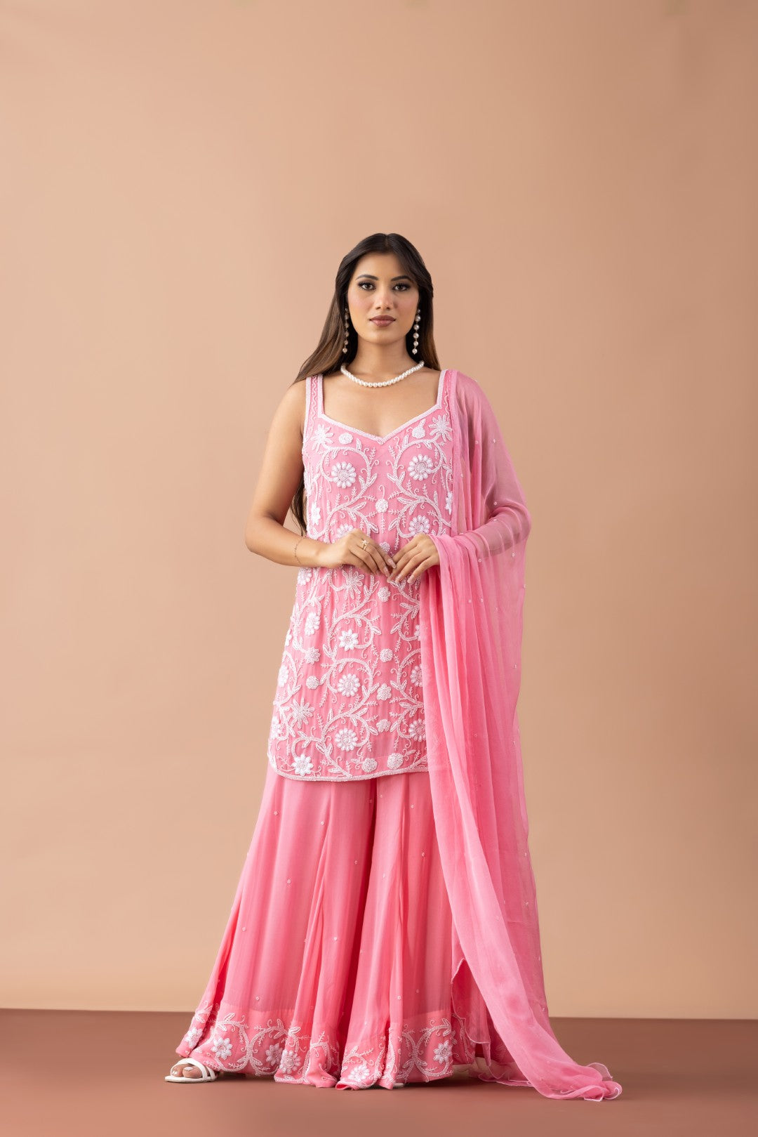 MOTI DHAGA  GEORGETTE SHARARA SET
