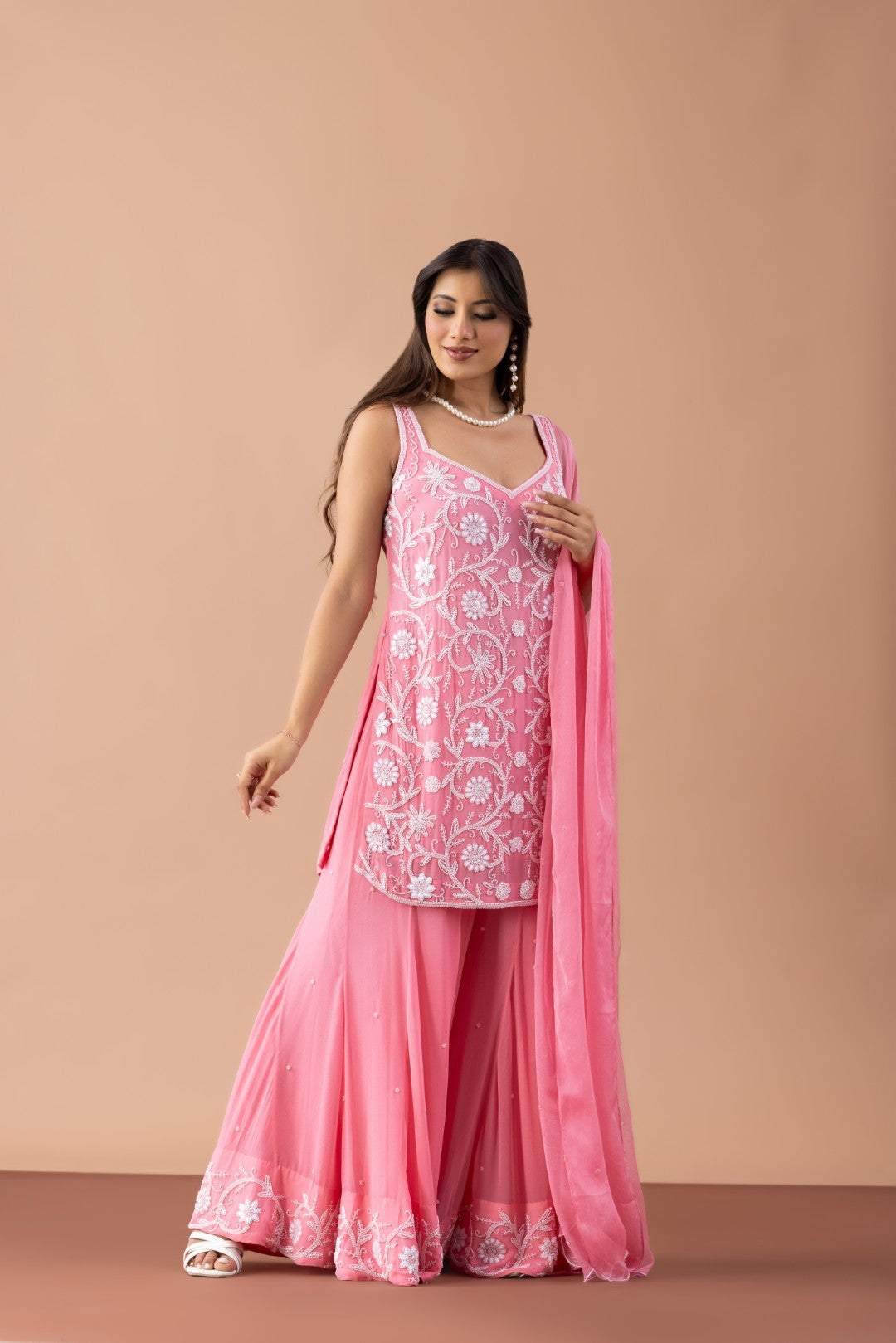 MOTI DHAGA  GEORGETTE SHARARA SET