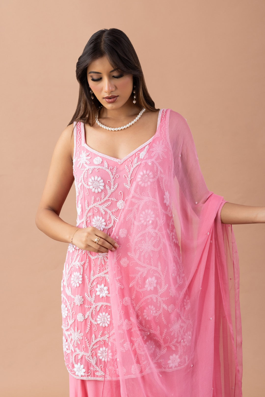 MOTI DHAGA  GEORGETTE SHARARA SET