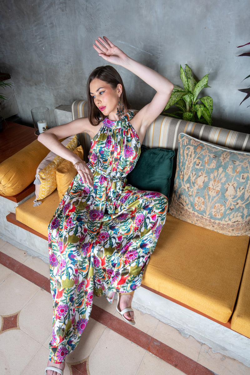 Floral Skylark Satin Jumpsuit