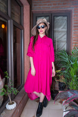 Pink Passion Satin Shirt Dress