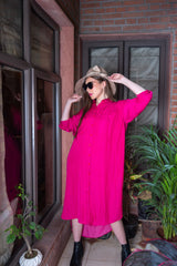 Pink Passion Satin Shirt Dress