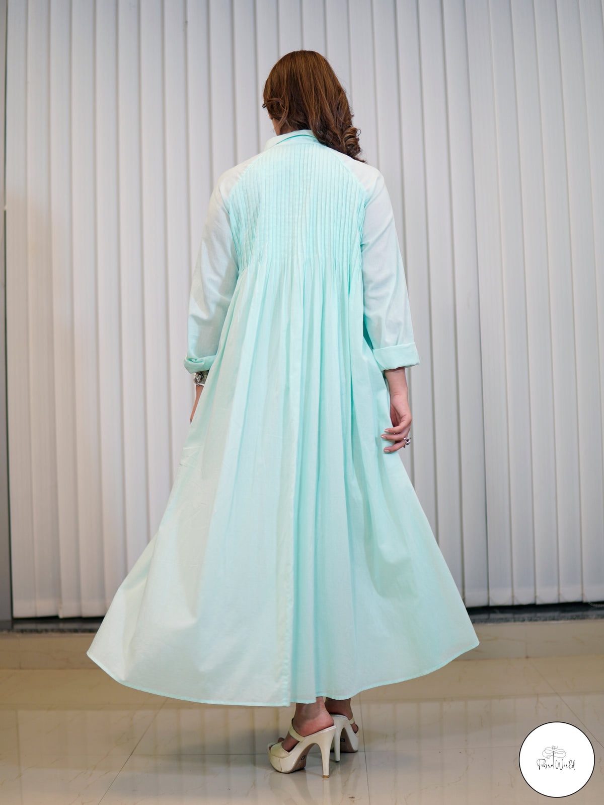 The Mint Pleat Shirt dress
